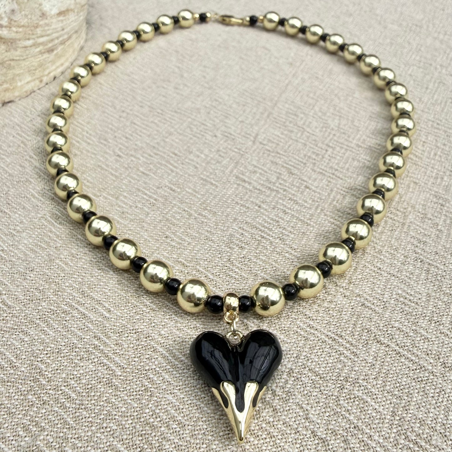 Gold Hematite | Onyx | Black Heart Pendant