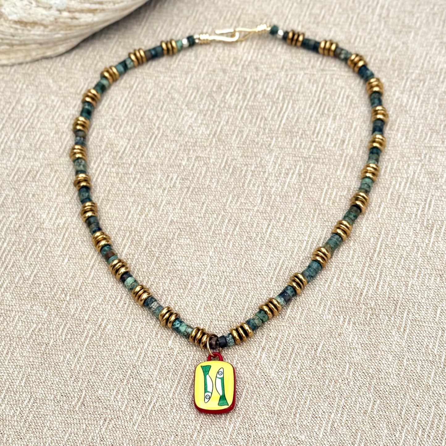 African Turquoise | Sardine Enamel Charm