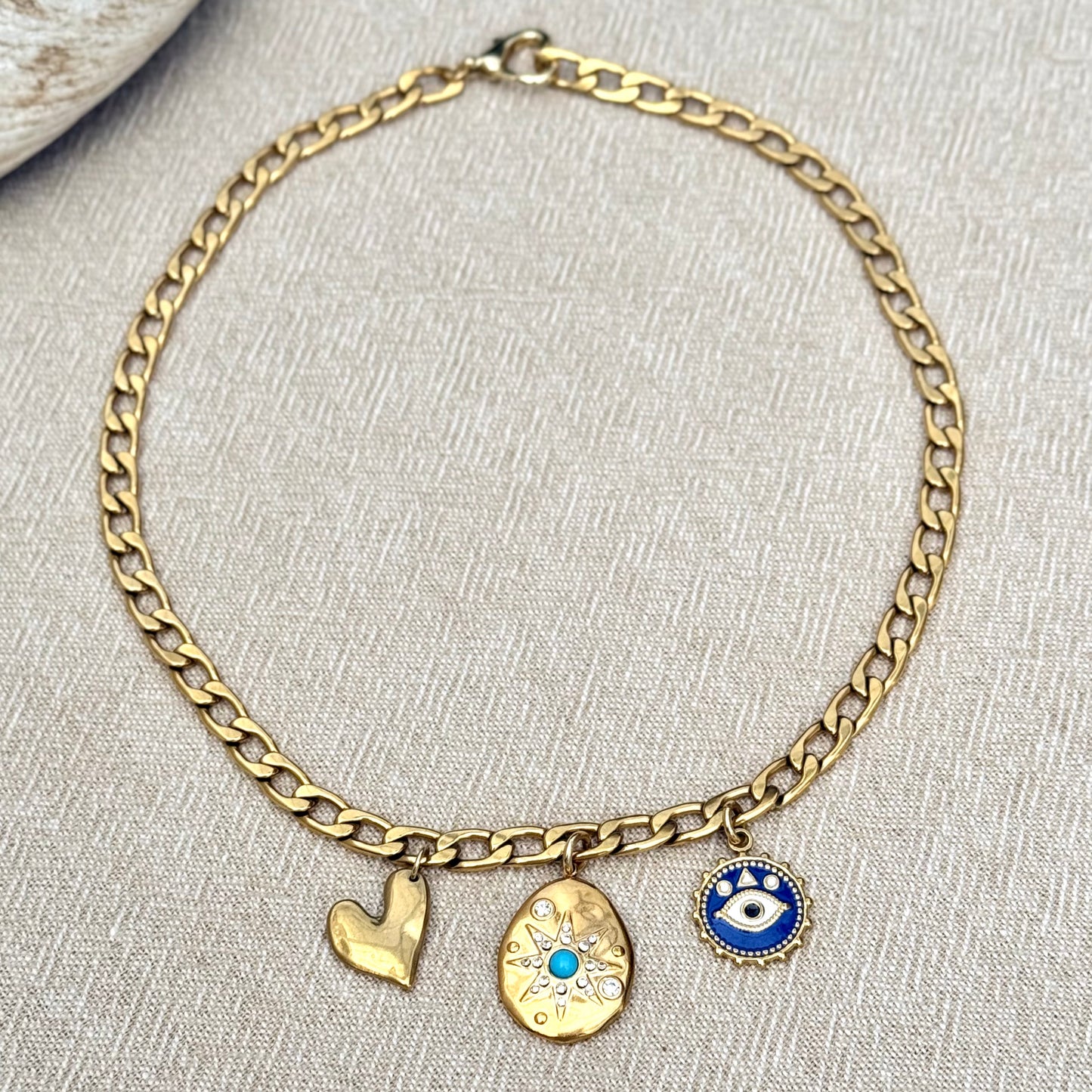 Gold Blue Star Charms