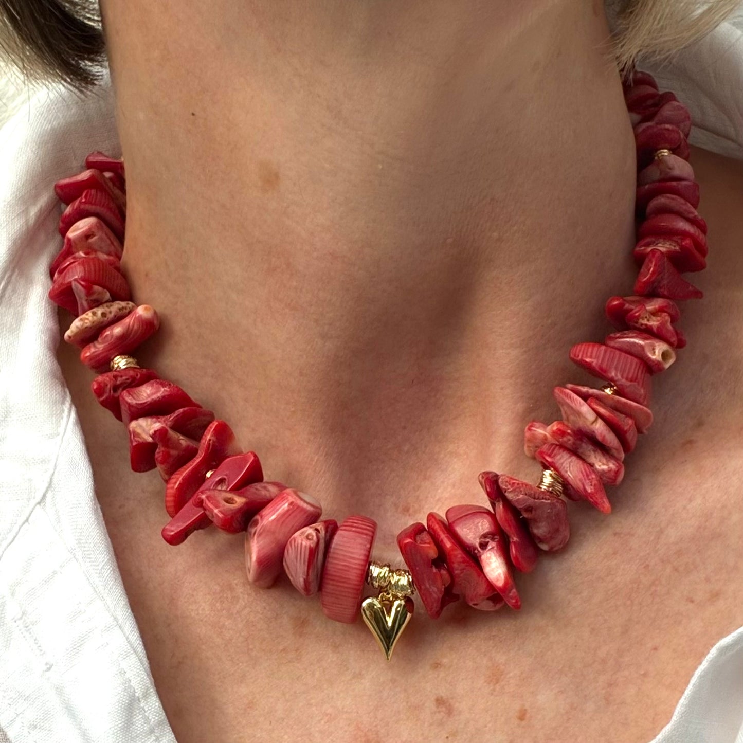 Red Coral | Heart Charm