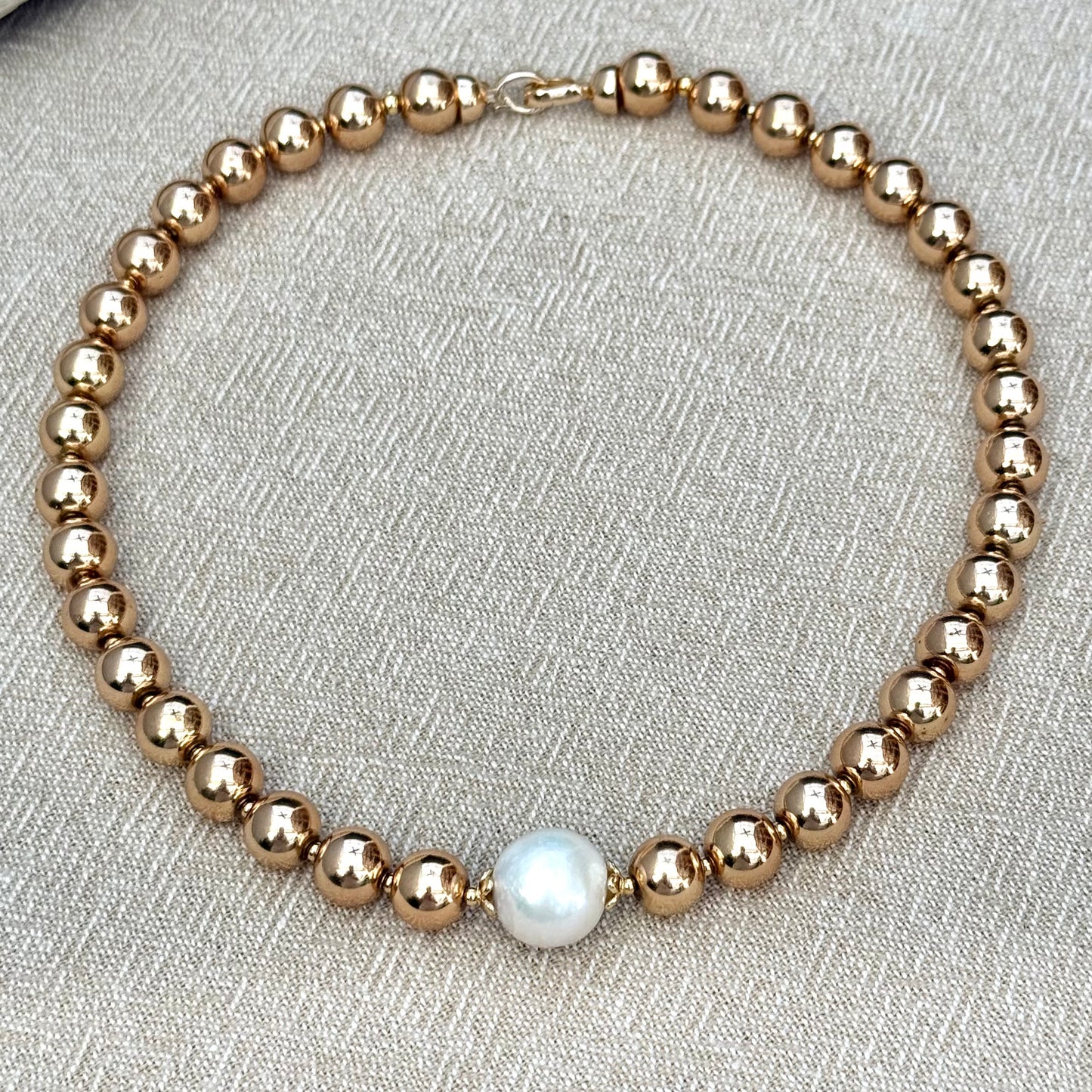 Gold Hematite | Freshwater Pearl