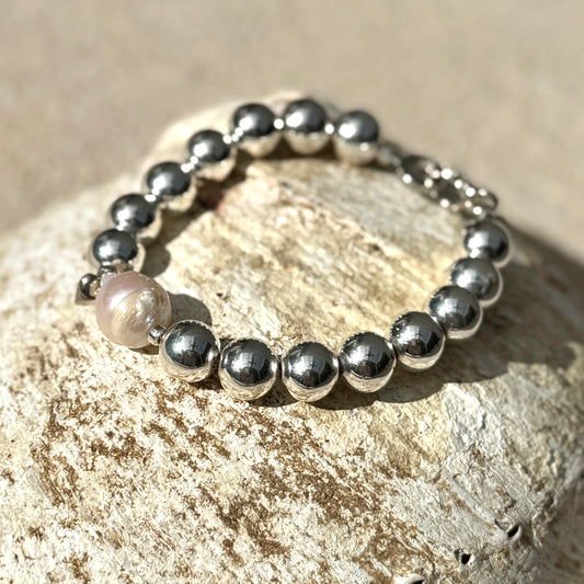 Silver Hematite | Baroque Pearl