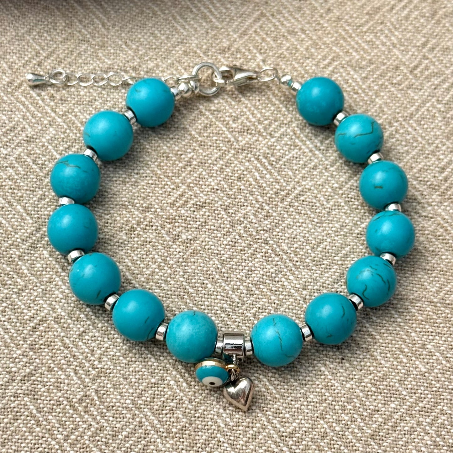 Turquoise | Sterling Silver Heart | Blue Evil Eye