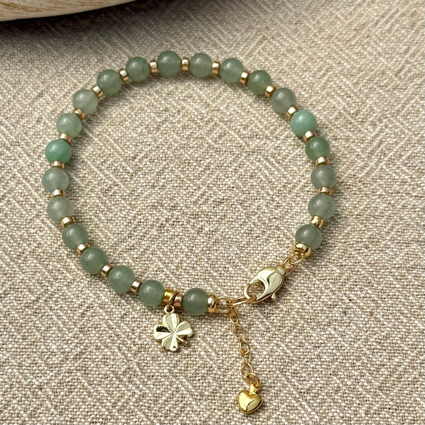Green Jade | Four Leaf Clover Charm