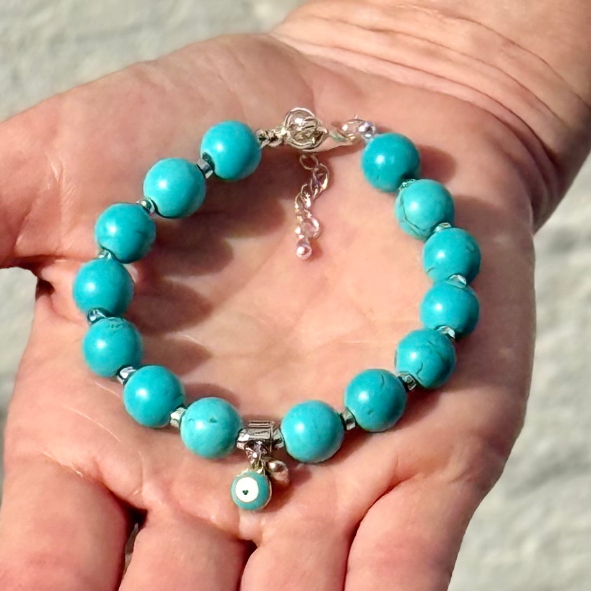 Turquoise | Sterling Silver Heart | Blue Evil Eye