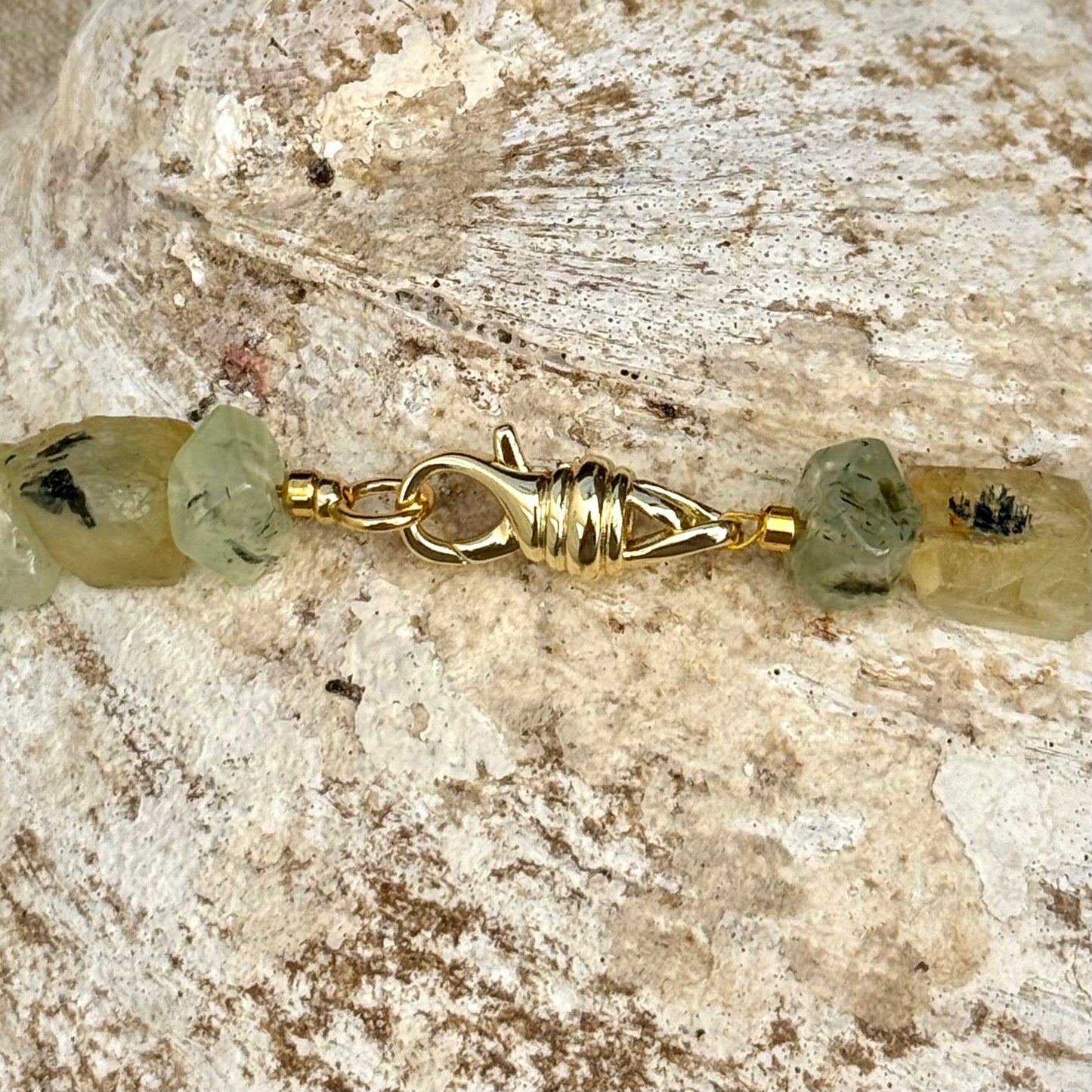 Prehnite | Brass Flower Pendant