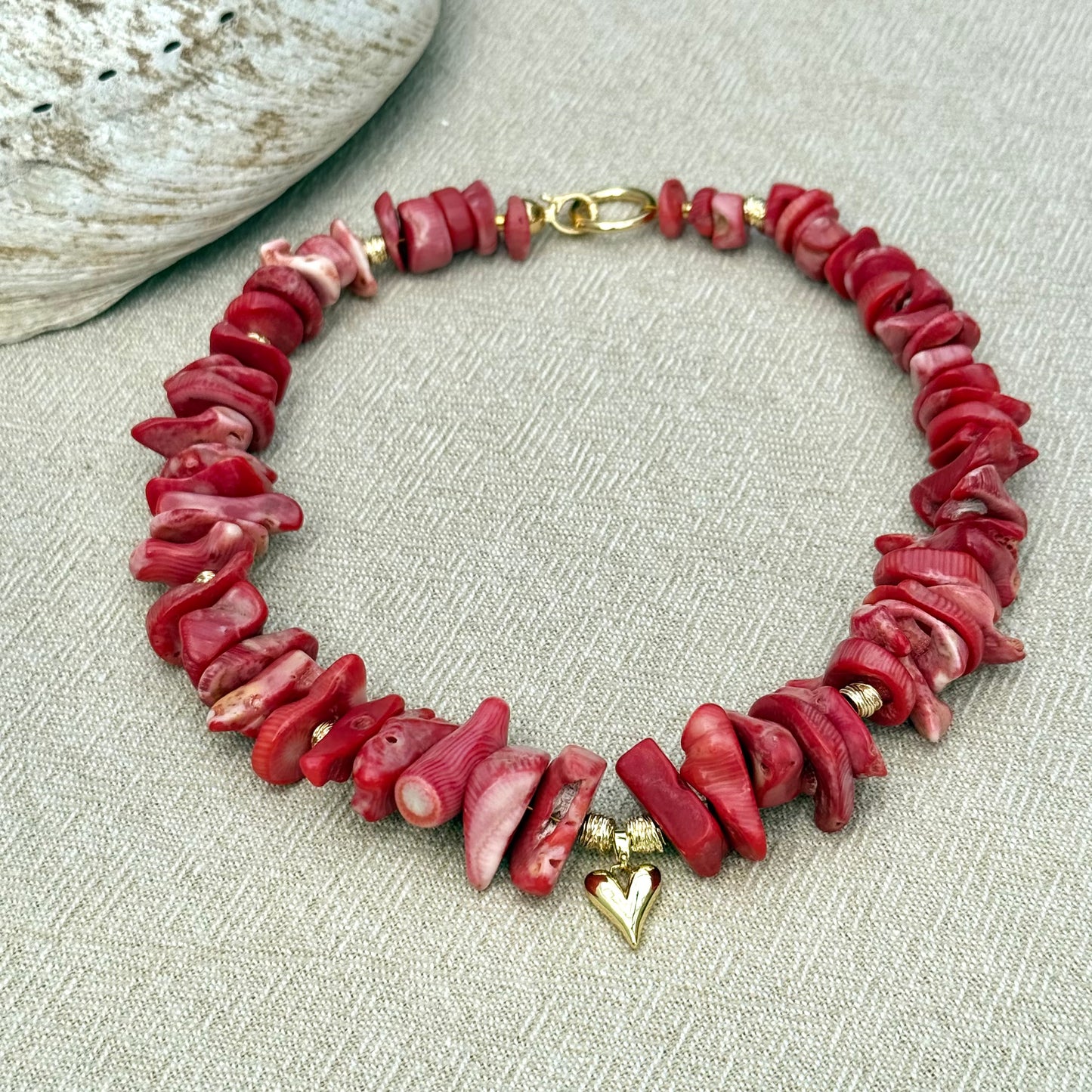 Red Coral | Heart Charm