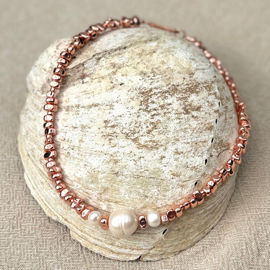 Rose Gold Hematite | Freshwater Pearls