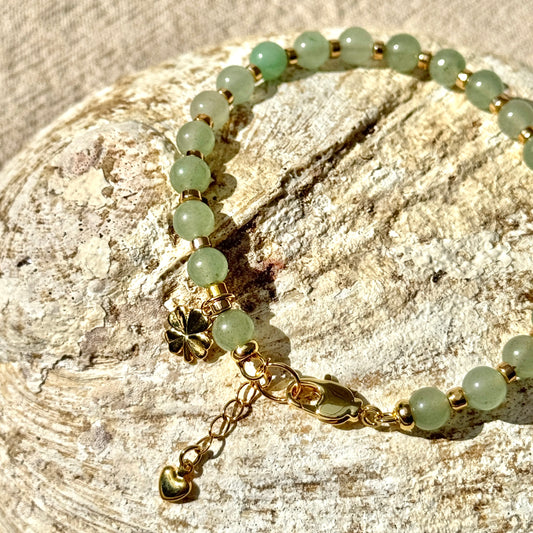 Green Jade | Four Leaf Clover Charm
