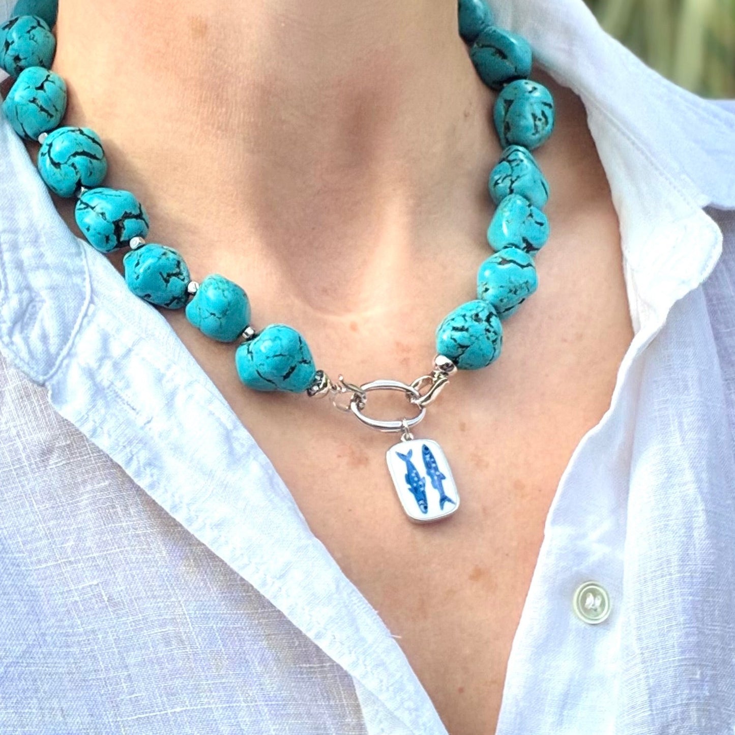 Turquoise | Fish Enamel Charm