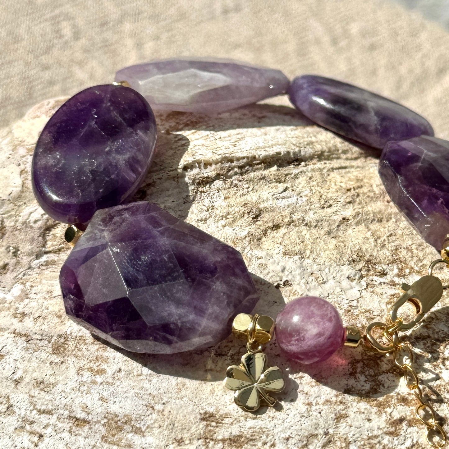 Amethyst | Four Leaf Clover Charm