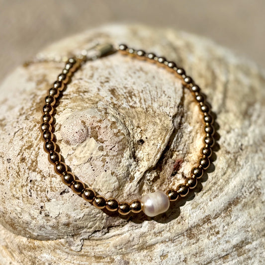 Gold Hematite | Freshwater Pearl