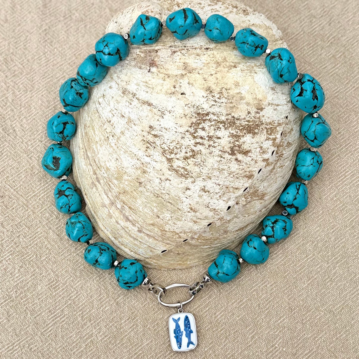 Turquoise | Fish Enamel Charm