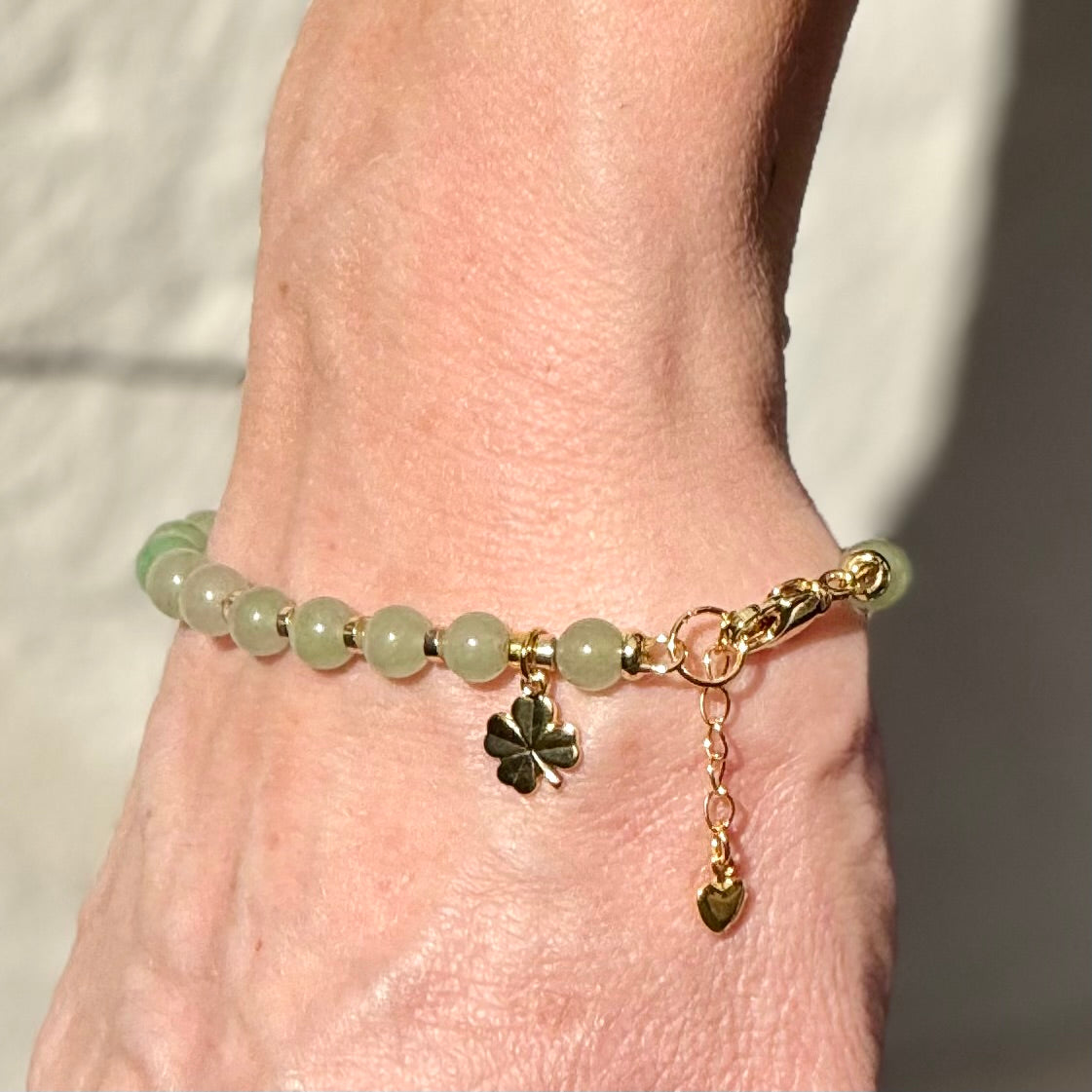 Green Jade | Four Leaf Clover Charm