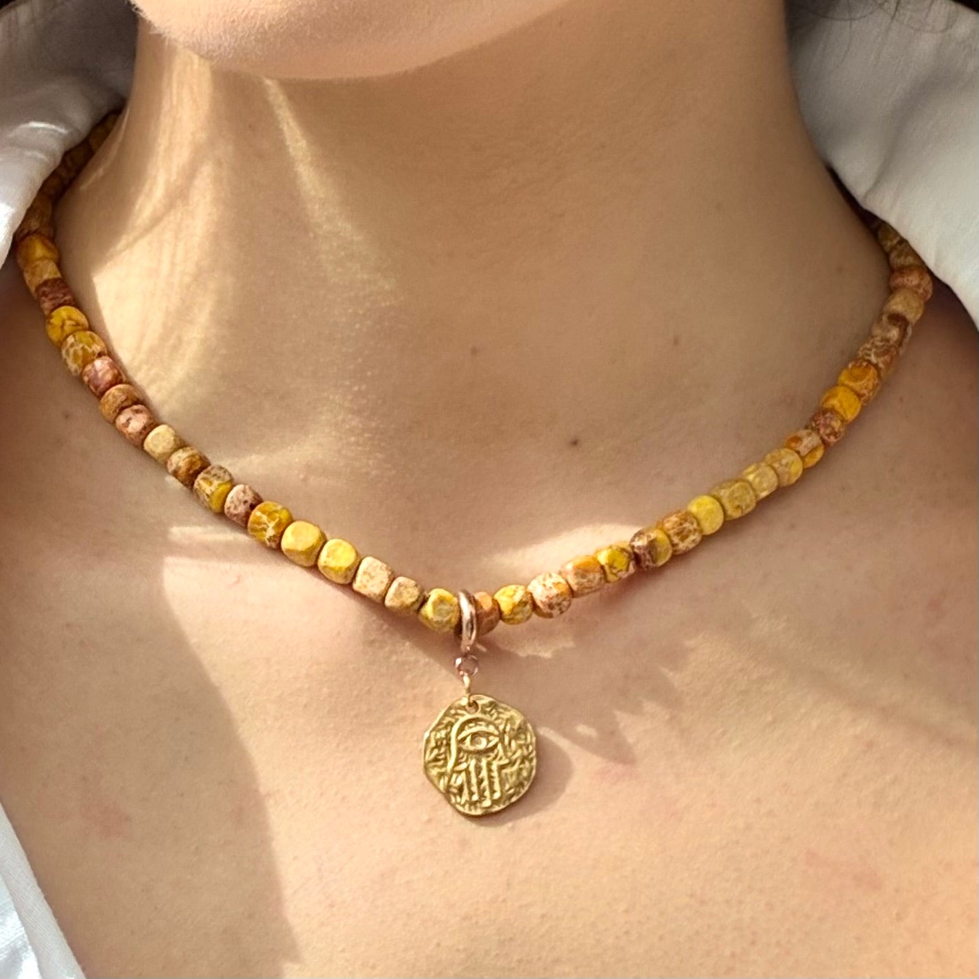 Yellow Jasper | Hamsa Hand Pendant