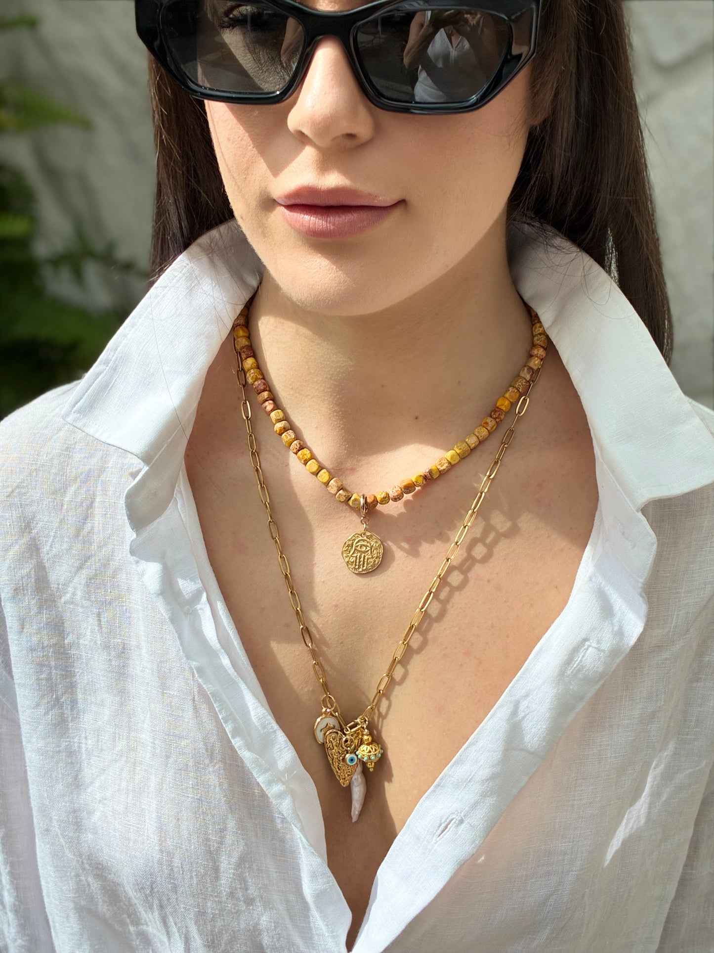 Yellow Jasper | Hamsa Hand Pendant
