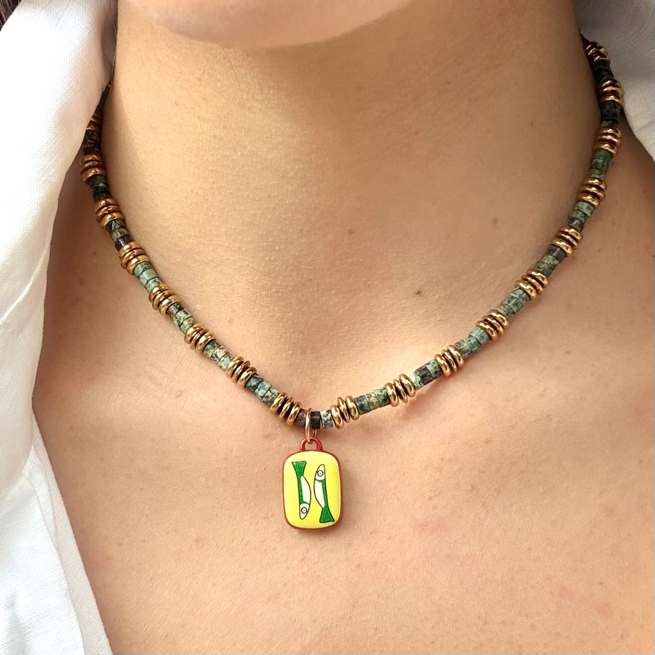 African Turquoise | Sardine Enamel Charm
