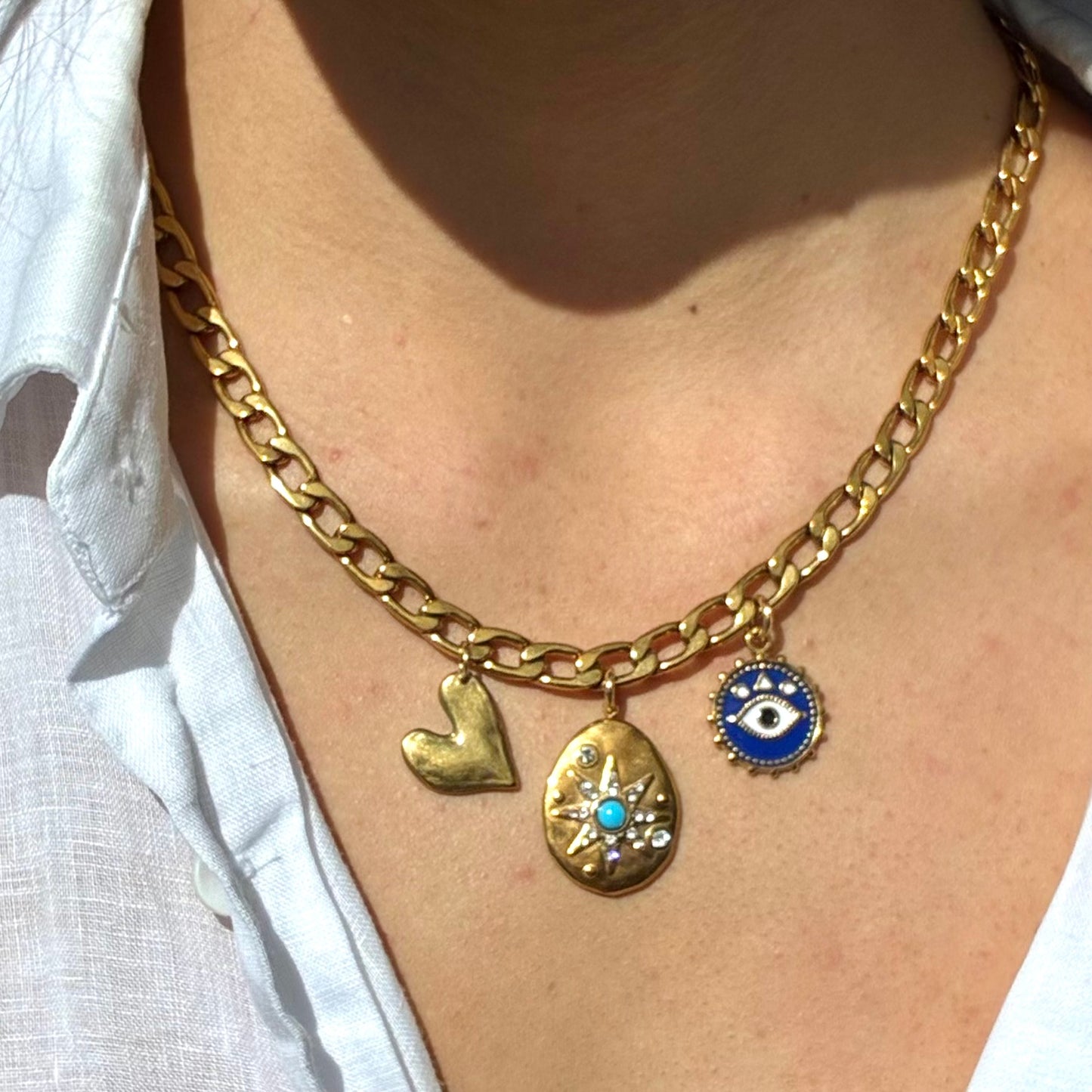 Gold Blue Star Charms