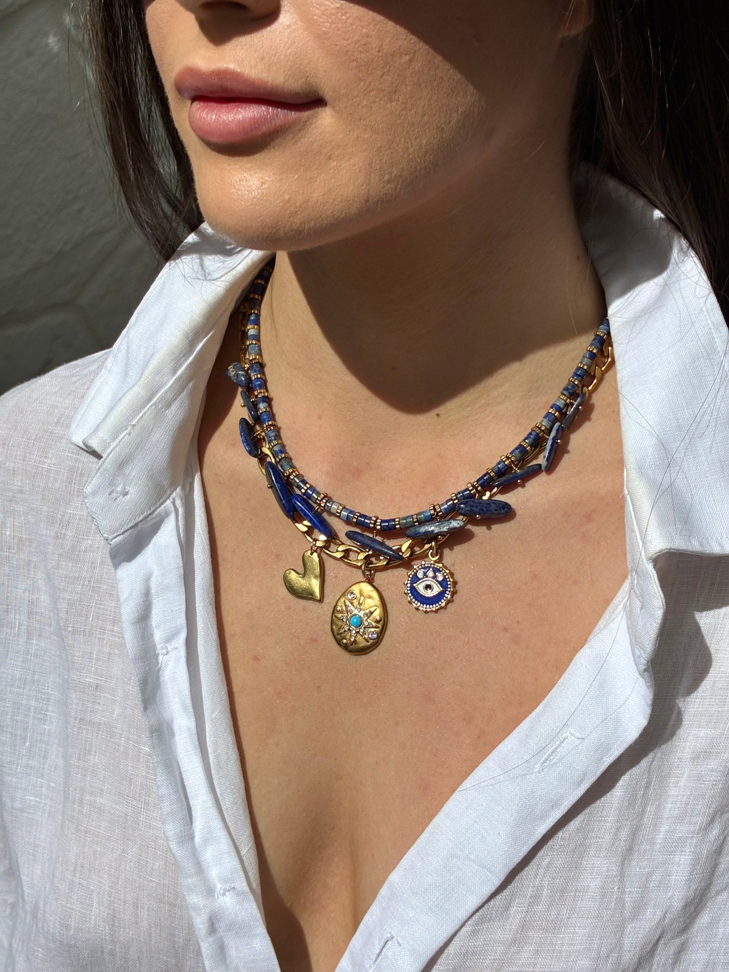 Gold Blue Star Charms