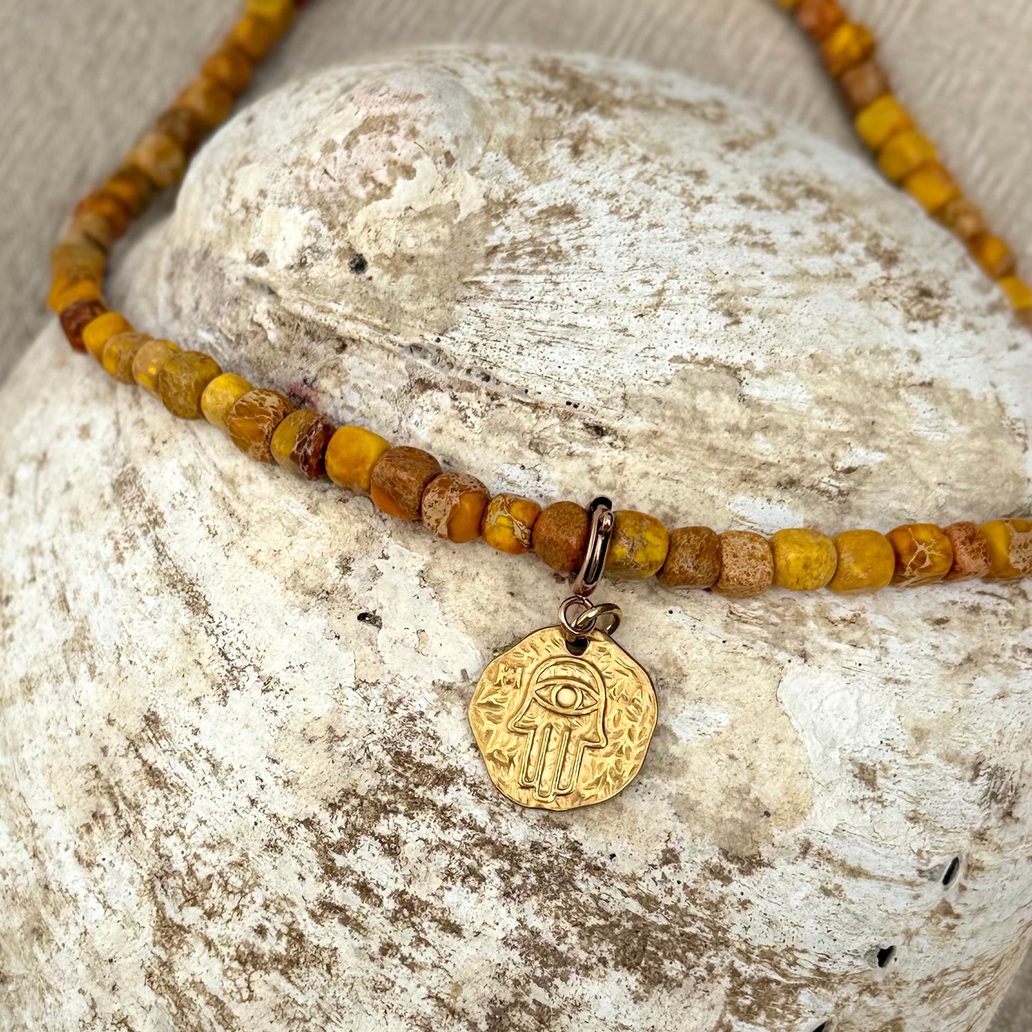 Yellow Jasper | Hamsa Hand Pendant