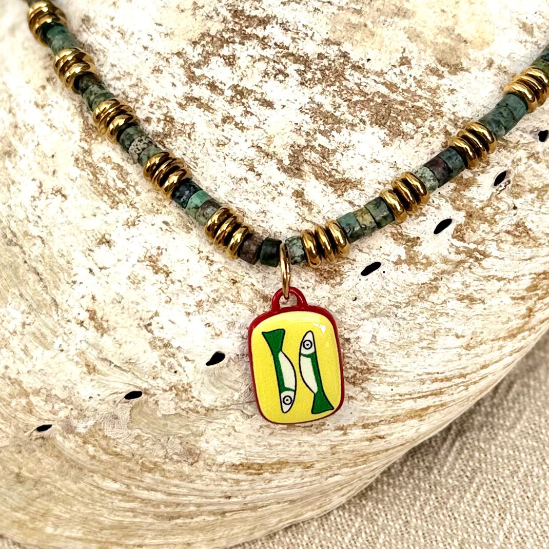 African Turquoise | Sardine Enamel Charm