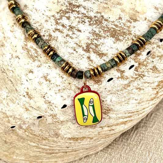 African Turquoise | Sardine Enamel Charm