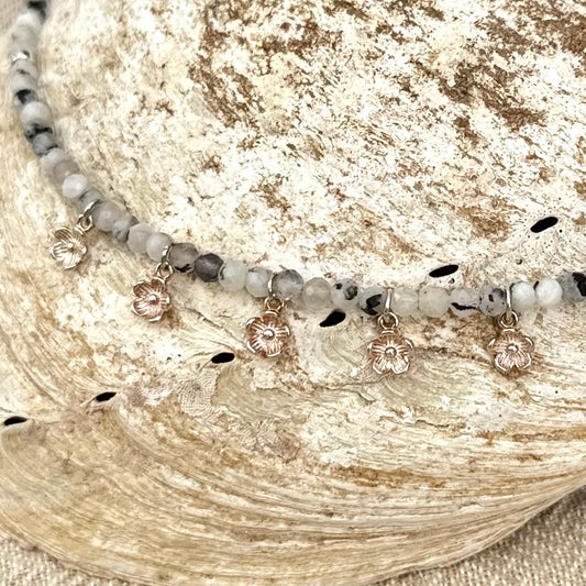 Rutilated Quartz | Sterling Silver Flower Charms