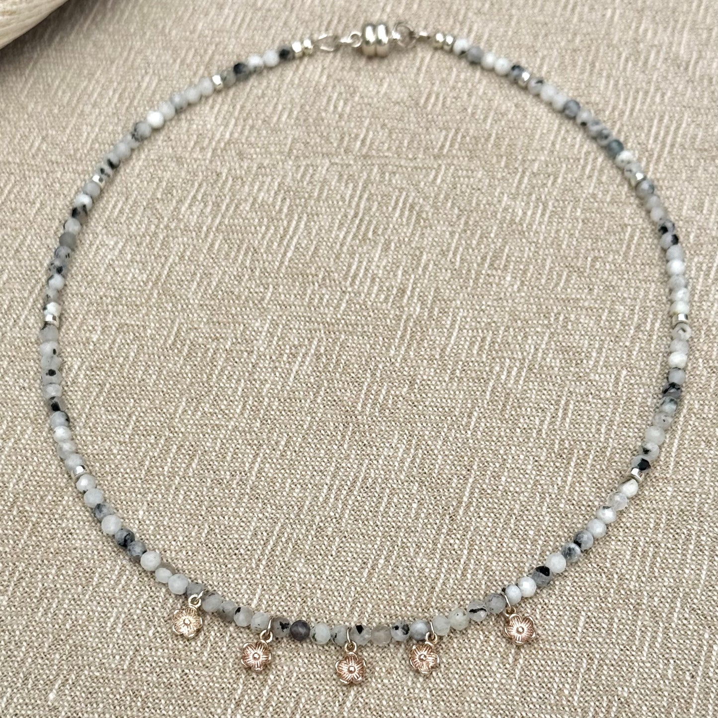 Rutilated Quartz | Sterling Silver Flower Charms
