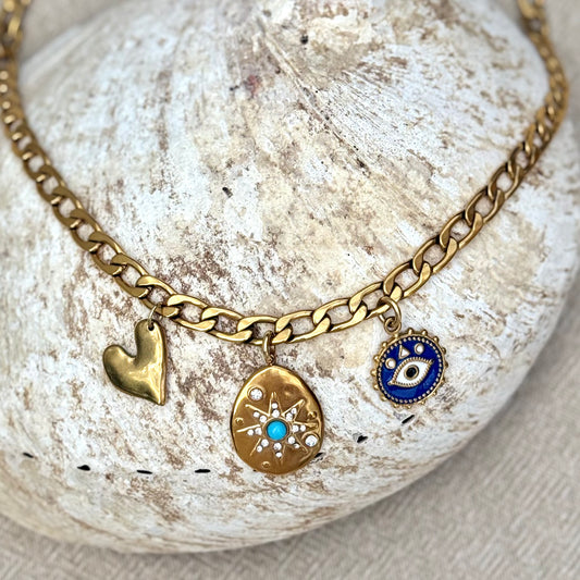 Gold Blue Star Charms