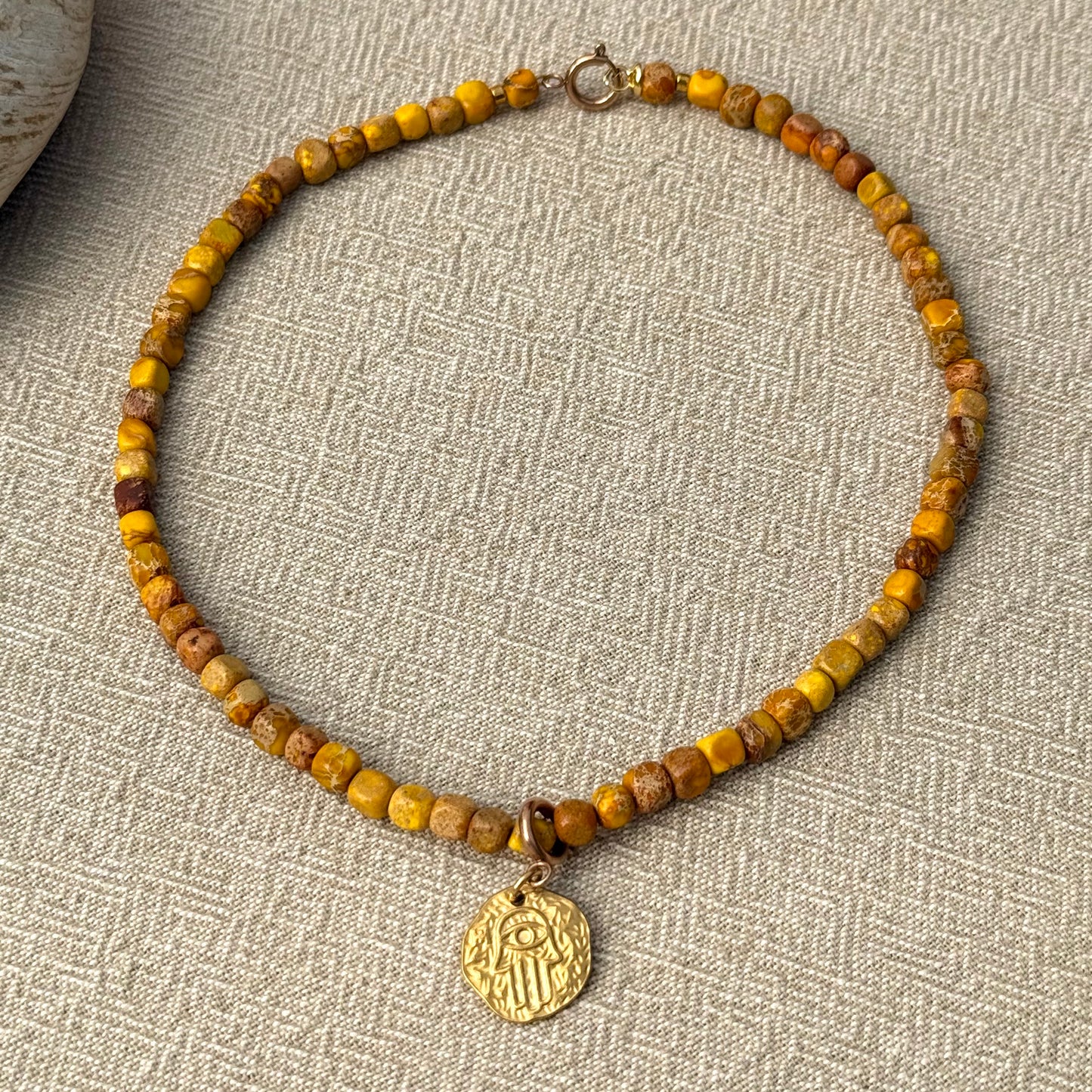 Yellow Jasper | Hamsa Hand Pendant